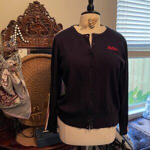 Tommy Hilfiger NWOT XXL Navy Blue Sweater with Blue & White Stripes on Sleeves!